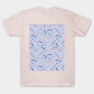 Love Hearts, XOXO - Blue T-Shirt